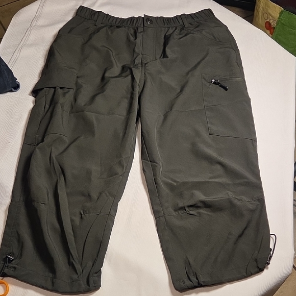 Santiny Pants - SANTINY Women's Olive Cargo Capris,SZ L.